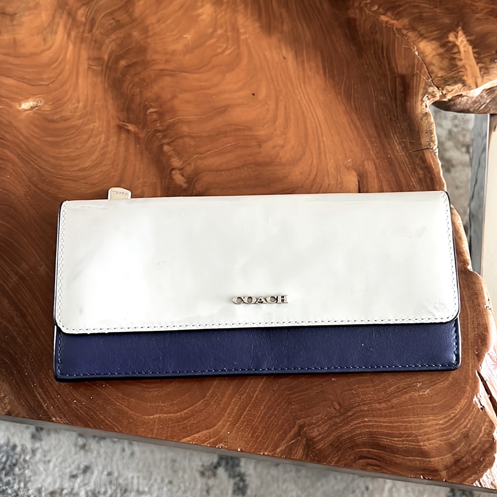 Coach royal blue and patent grey wallet